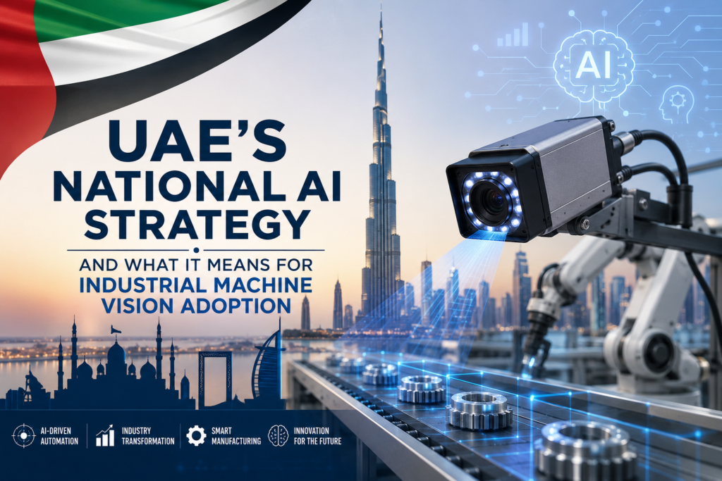 Industrial camera inspection system with Dubai skyline